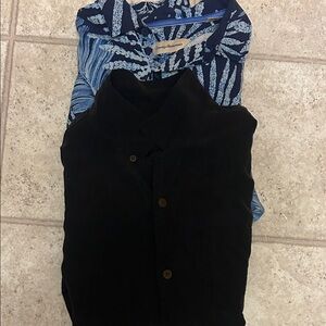 Tommy Bahama Blue and White Leaf Print Shirt